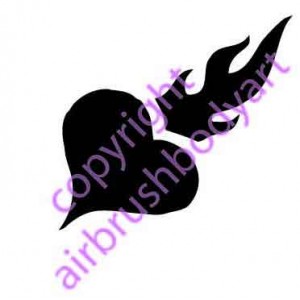 0230 heart with flames re-usable stencil